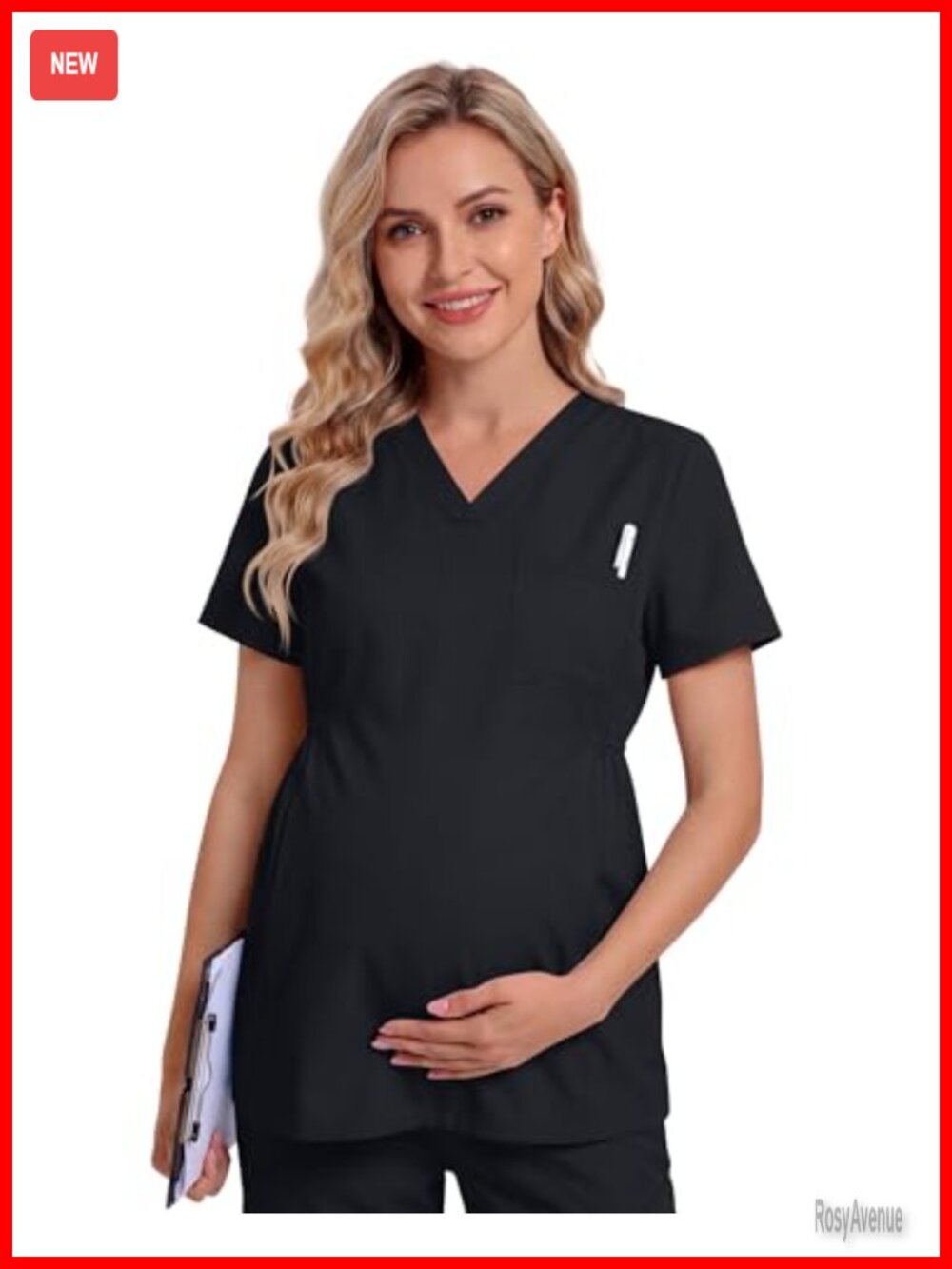 Women's Maternity V Neck Scrub Top Cotton Polyester Medical Uniform